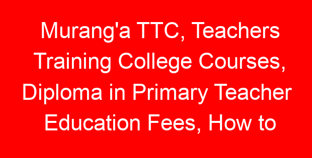 Murang'a TTC, Teachers Training College Courses, Diploma in Primary Teacher Education Fees, How to apply