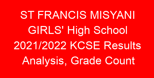 ST FRANCIS MISYANI GIRLS' High School 2021/2022 KCSE Results Analysis, Grade Count
