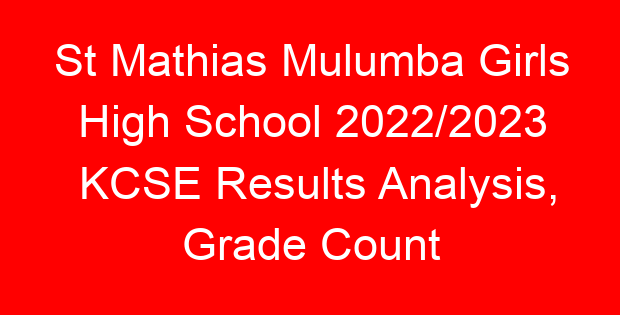 St Mathias Mulumba Girls High School 2022/2023 KCSE Results Analysis, Grade Count