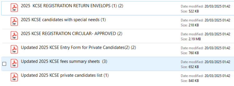 KCSE 2025 Registration Forms Free Downloads in PDF