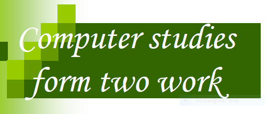 Computer Studies form 2 work