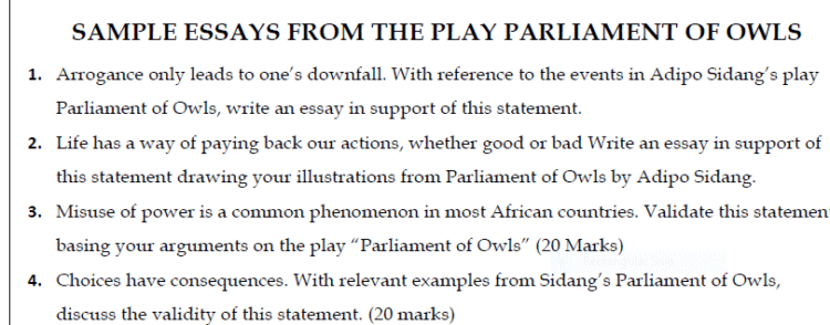 Parliament of Owls Study guide, Questions and Answers.