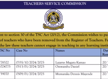 Latest List of teachers deregistered by TSC in November 2025