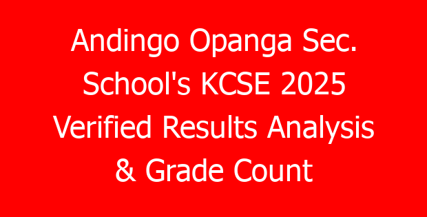 Andingo Opanga Sec. School’s KCSE 2025 Verified Results Analysis & Grade Count