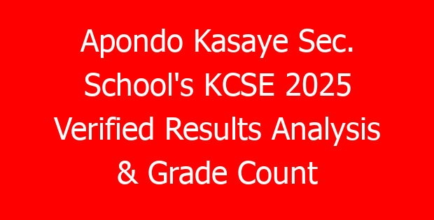 Apondo Kasaye Sec. School’s KCSE 2025 Verified Results Analysis & Grade Count