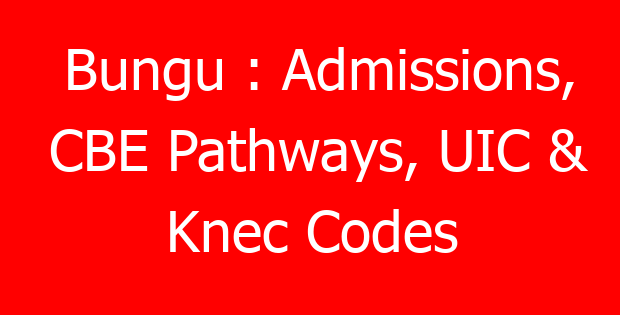 Bungu : Admissions, CBE Pathways, UIC & Knec Codes