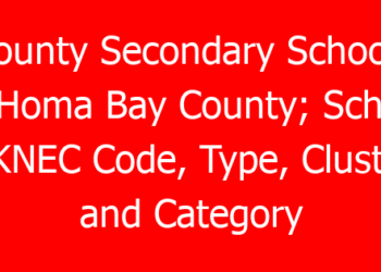 County Secondary Schools in Homa Bay County; School KNEC Code, Type, Cluster, and Category