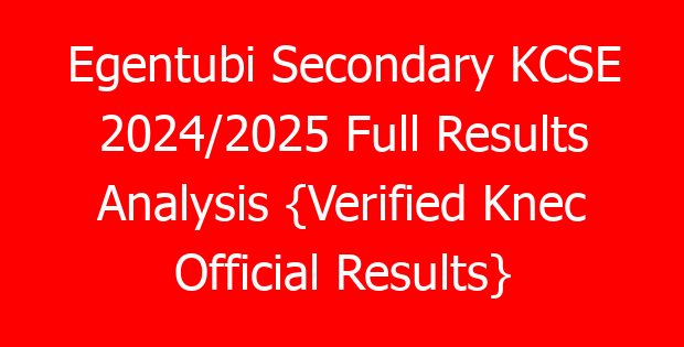 Egentubi Secondary KCSE 2024/2025 Full Results Analysis {Verified Knec Official Results}