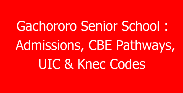 Gachororo Senior School : Admissions, CBE Pathways, UIC & Knec Codes
