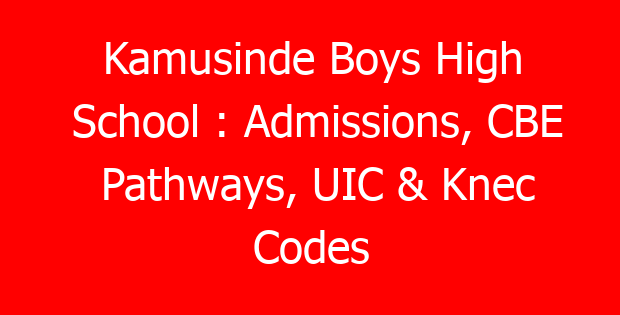 Kamusinde Boys High School : Admissions, CBE Pathways, UIC & Knec Codes
