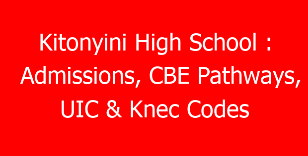 Kitonyini High School : Admissions, CBE Pathways, UIC & Knec Codes
