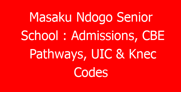 Masaku Ndogo Senior School : Admissions, CBE Pathways, UIC & Knec Codes