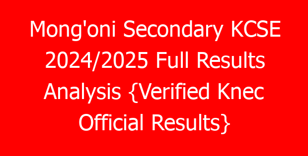 Mong’oni Secondary KCSE 2024/2025 Full Results Analysis {Verified Knec Official Results}