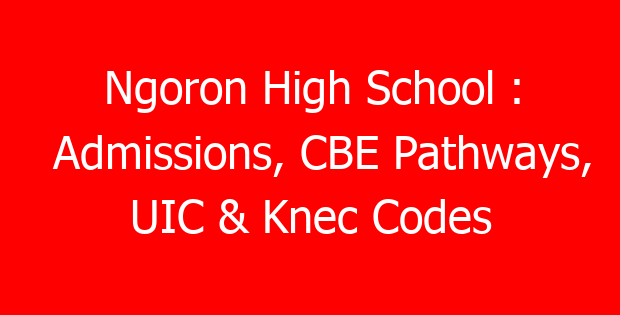 Ngoron High School : Admissions, CBE Pathways, UIC & Knec Codes