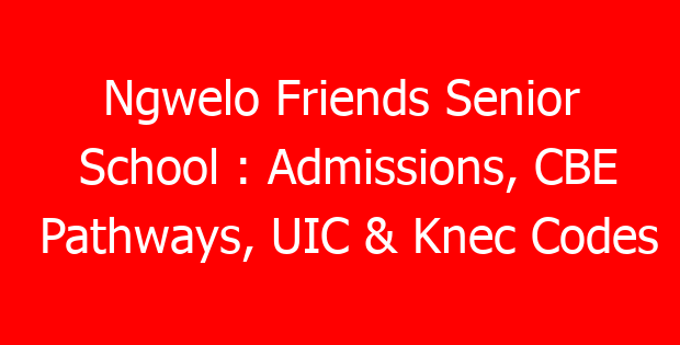 Ngwelo Friends Senior School : Admissions, CBE Pathways, UIC & Knec Codes