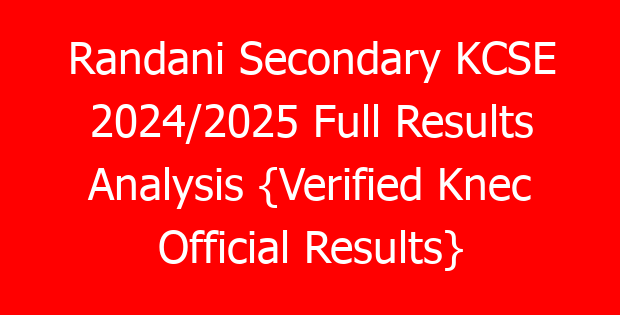 Randani Secondary KCSE 2024/2025 Full Results Analysis {Verified Knec Official Results}