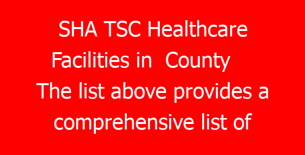 SHA TSC Healthcare Facilities in  County     The list above provides a comprehensive list of healthcare facilities in , detailing their identifiers, ownership types, and the Kenya Package for Health (KEPH) Level.  The data includes various healthcare providers such as hospitals, clinics, and dispensaries. Facilities are categorized by ownership: Government (GoK), Faith-Based Organizations (FBO), Private, and Community. The KEPH (Kenya Essential Package for Health) levels range from 2 to 6, indicating the complexity and capacity of the facilities. Distribution of Healthcare Providers by Ownership  The distribution of healthcare providers varies significantly based on ownership types.  Government facilities (GoK) dominate the list, with numerous hospitals and dispensaries. Faith-Based Organizations (FBO) also play a crucial role, providing many healthcare services. Private facilities are present but less numerous compared to government and FBO facilities. KEPH Levels of Healthcare Facilities  The KEPH levels indicate the service capacity of healthcare facilities in Kenya.  Facilities are classified into levels 2 through 6, with level 6 being the highest. Level 4 facilities include major hospitals and referral centers, while level 2 facilities are basic dispensaries. The majority of facilities listed are at level 2 and level 3, indicating a focus on primary healthcare services. Key Statistics and Figures  The list includes various identifiers and classifications for healthcare facilities.  Each facility is assigned a unique Fr Code Identifier for tracking and management. The list comprises over 3,000 healthcare facilities across different regions in Kenya. The data reflects the diversity and accessibility of healthcare services available to the population. Private hospitals that accept SHA   Sha accredited hospitals in Nairobi   SHA accredited Hospitals near me   SHA paid facilities August    SHA paid facilities July    Hospitals that accept sha in mombasa   SHA accredited hospitals   Kmpdc Registered Facilities