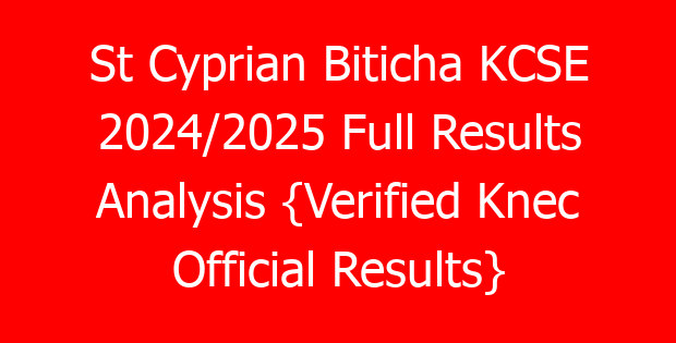 St Cyprian Biticha KCSE 2024/2025 Full Results Analysis {Verified Knec Official Results}