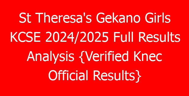 St Theresa’s Gekano Girls KCSE 2024/2025 Full Results Analysis {Verified Knec Official Results}