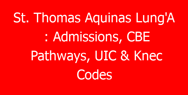 St. Thomas Aquinas Lung’A : Admissions, CBE Pathways, UIC & Knec Codes