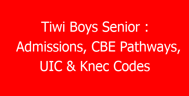 Tiwi Boys Senior : Admissions, CBE Pathways, UIC & Knec Codes