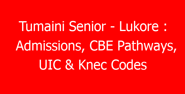 Tumaini Senior – Lukore : Admissions, CBE Pathways, UIC & Knec Codes