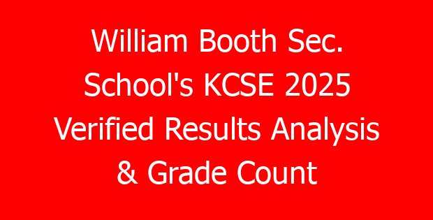 William Booth Sec. School’s KCSE 2025 Verified Results Analysis & Grade Count